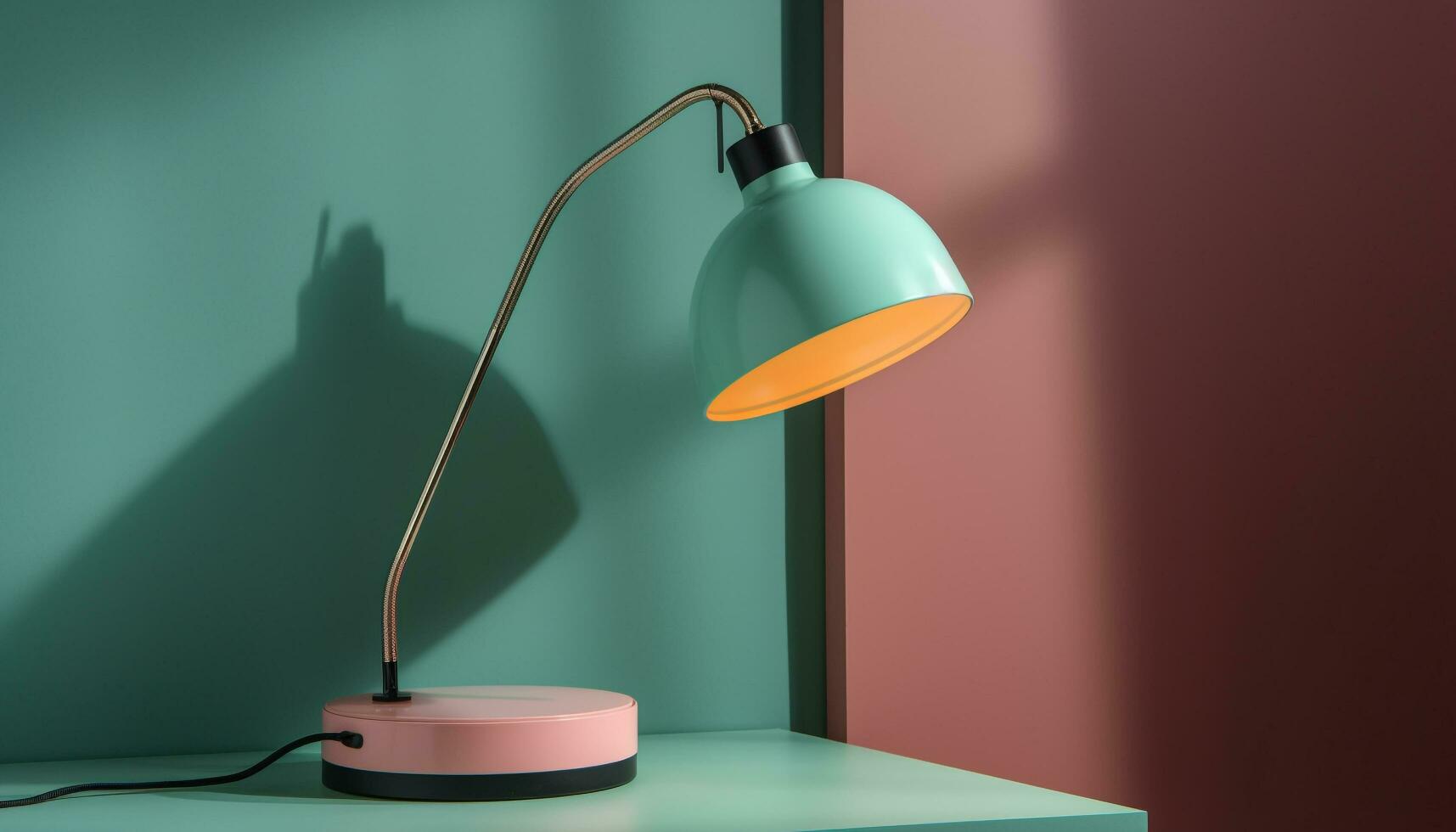 Modern electric lamp illuminates elegant home office with creative design generated by AI photo