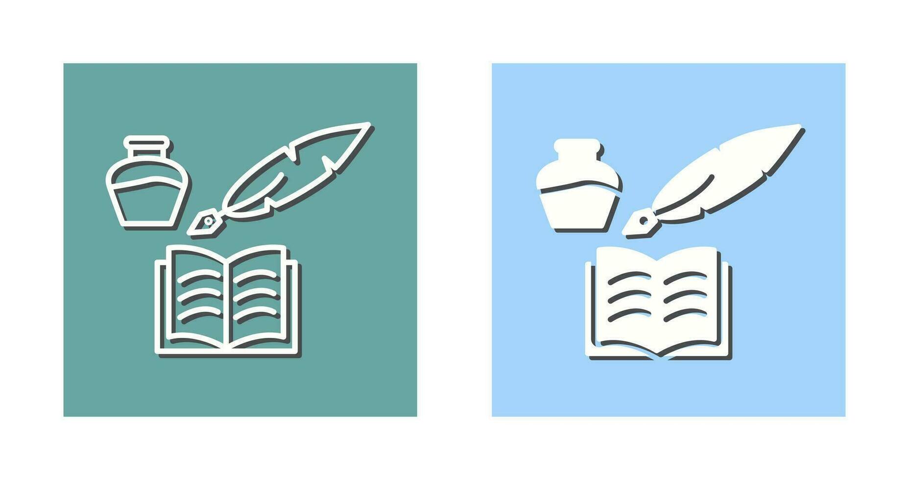 icono de vector de pluma y libro único