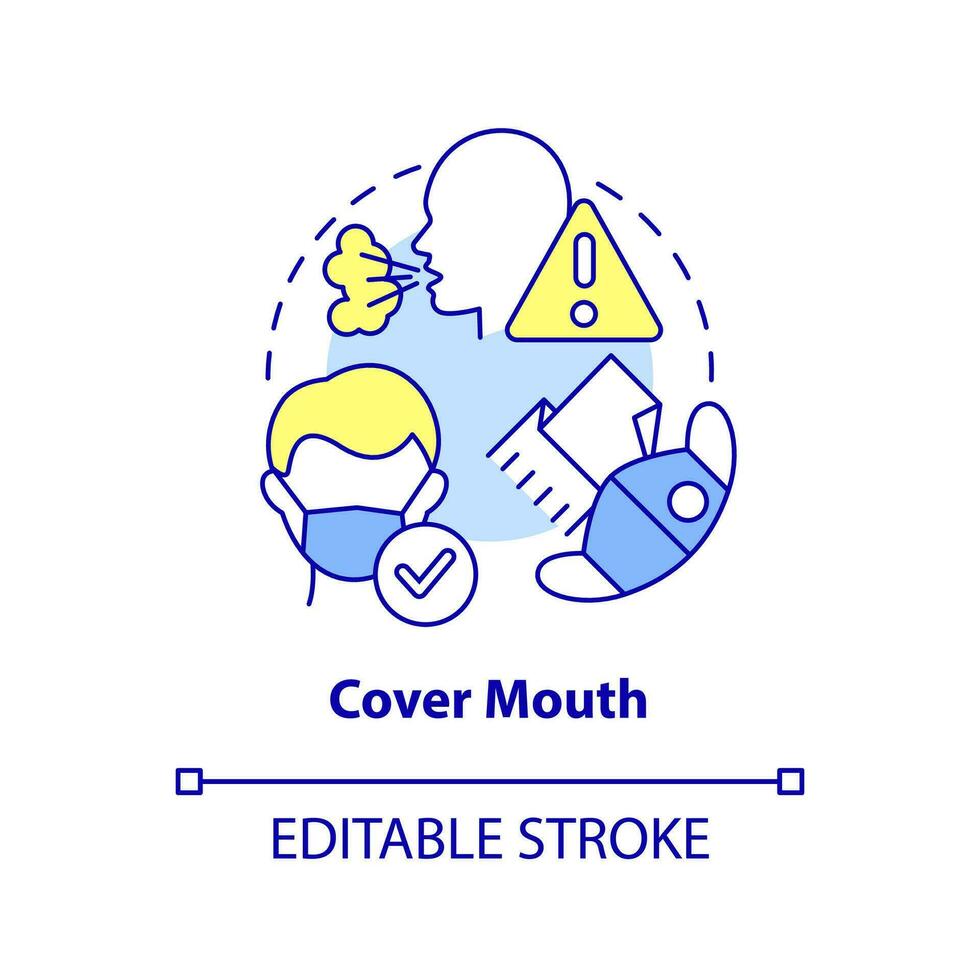 Cover mouth concept icon. Emergency does. Action outside during nuclear attack abstract idea thin line illustration. Isolated outline drawing. Editable stroke vector