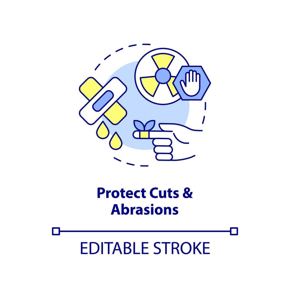 Protect cuts and abrasions concept icon. Decontaminate after radiation emergency abstract idea thin line illustration. Isolated outline drawing. Editable stroke vector