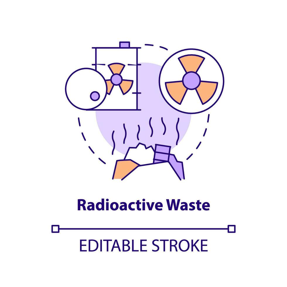 Radioactive waste concept icon. Toxic pollution. Nuclear event cause abstract idea thin line illustration. Isolated outline drawing. Editable stroke vector