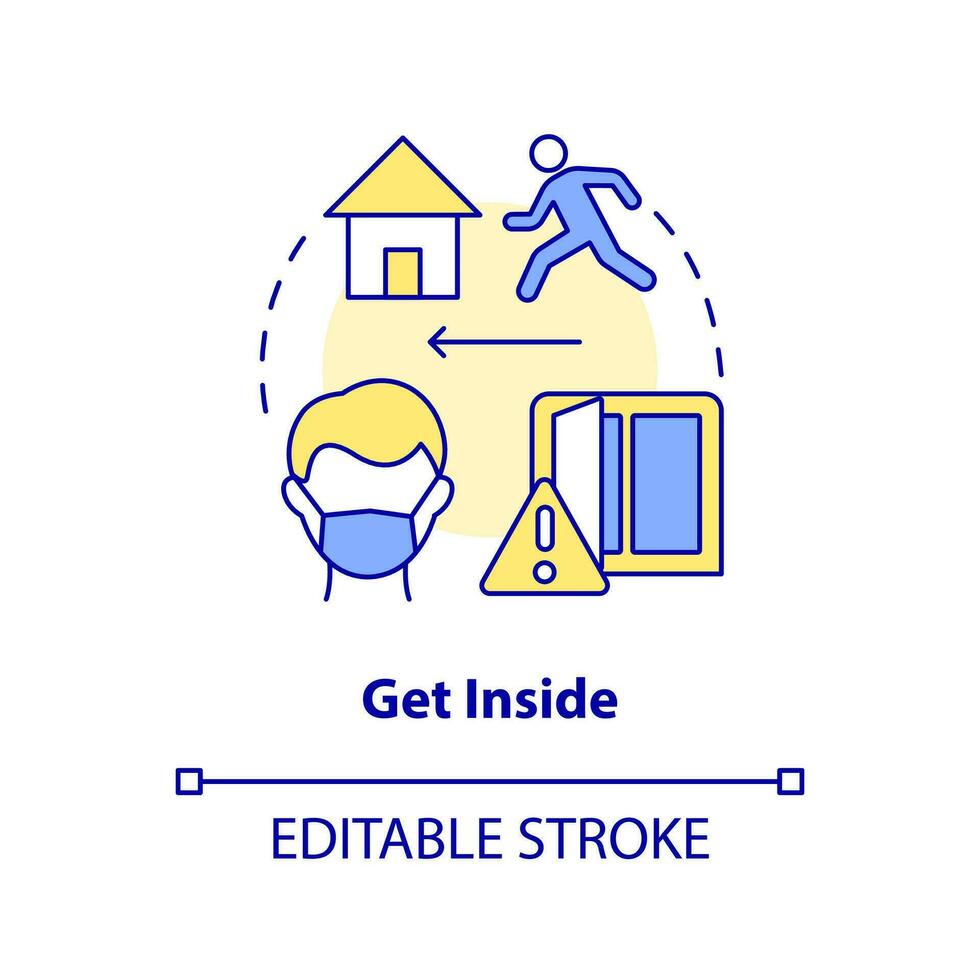 Get inside concept icon. Reach safe place. Survive during nuclear explosion abstract idea thin line illustration. Isolated outline drawing. Editable stroke vector