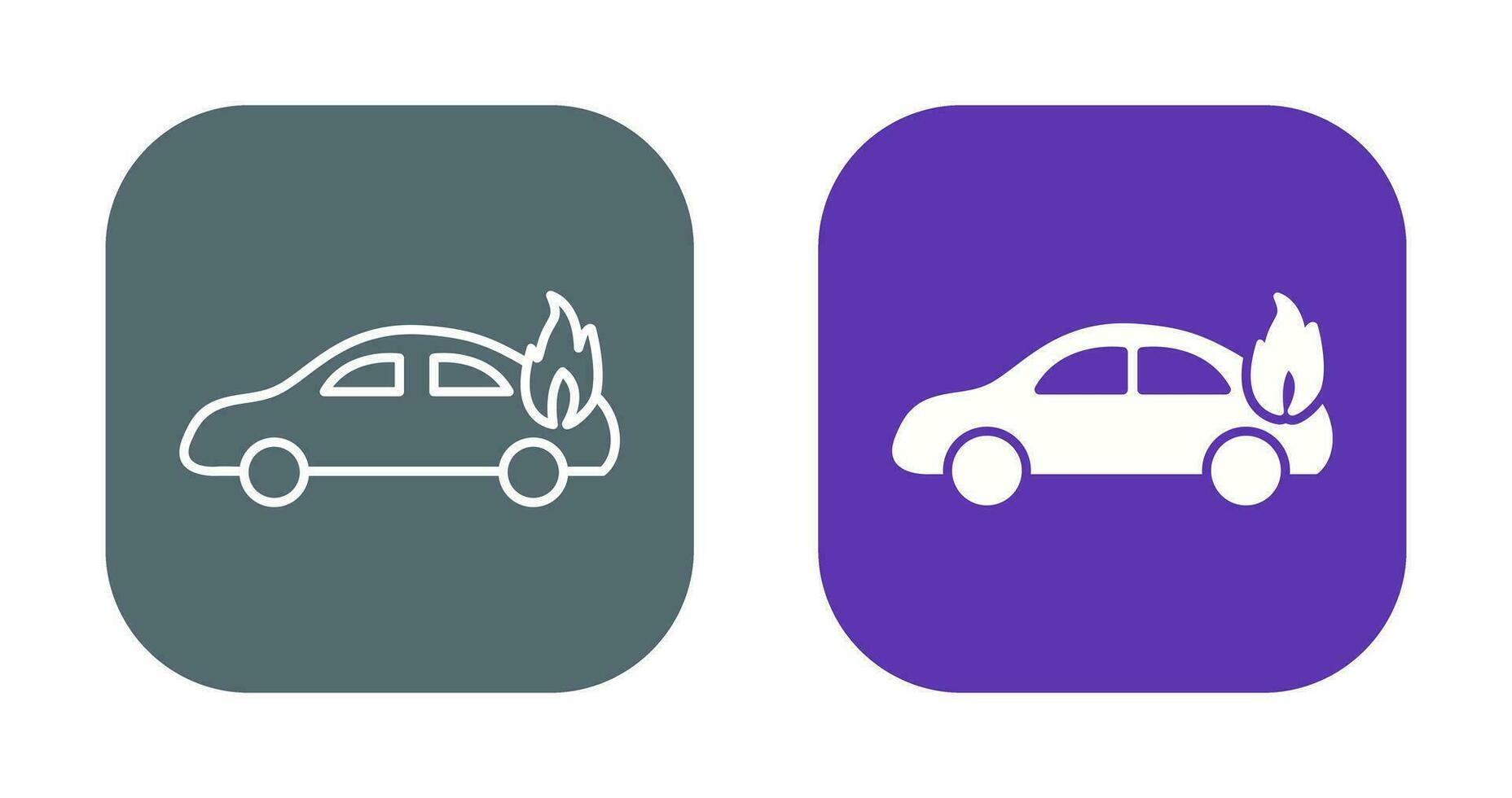 coche único en icono de vector de fuego