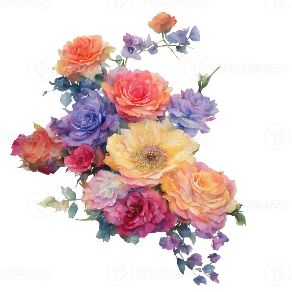 A Bouquet of Colorful Blooms, A Brilliant Bloomscape, A Festive Floral Display, Floral Oil painting on canvas ,Still life flowers painting, Designed with artificial intelligence, photo
