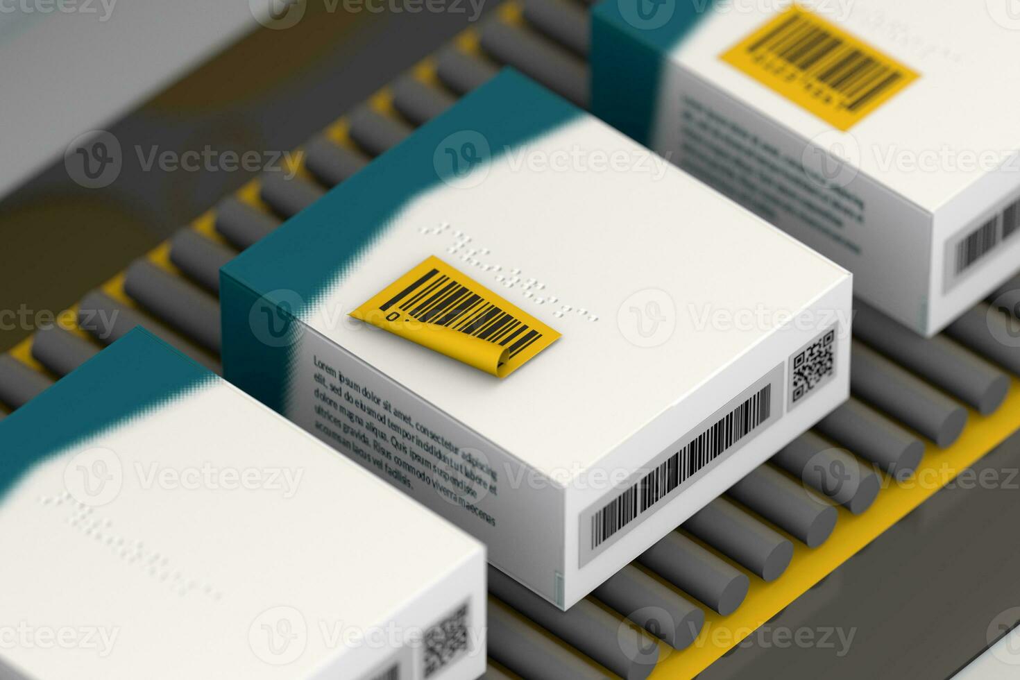 Yellow label with bar code a pharma industy concept photo