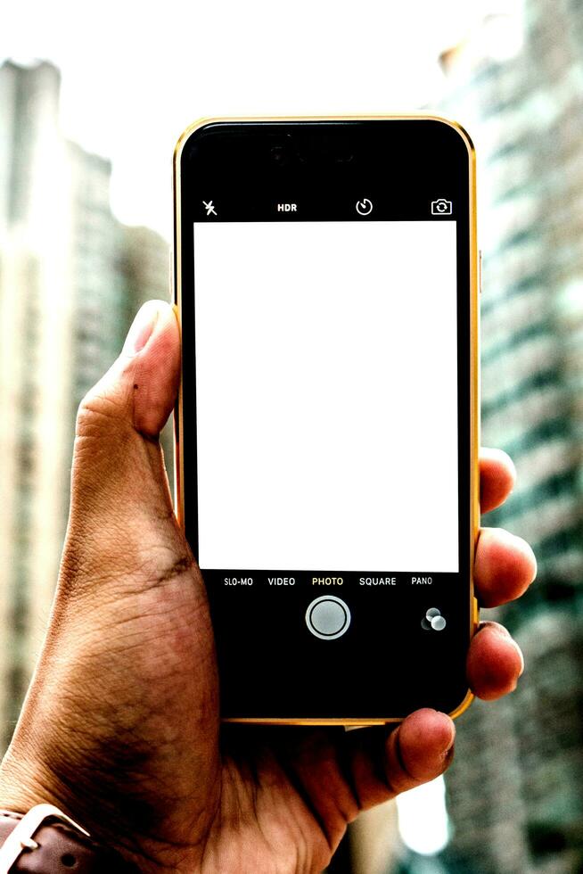 Cropped Shot View of Man or Women Hands Holding Smart Phone Mockup v16.0 photo