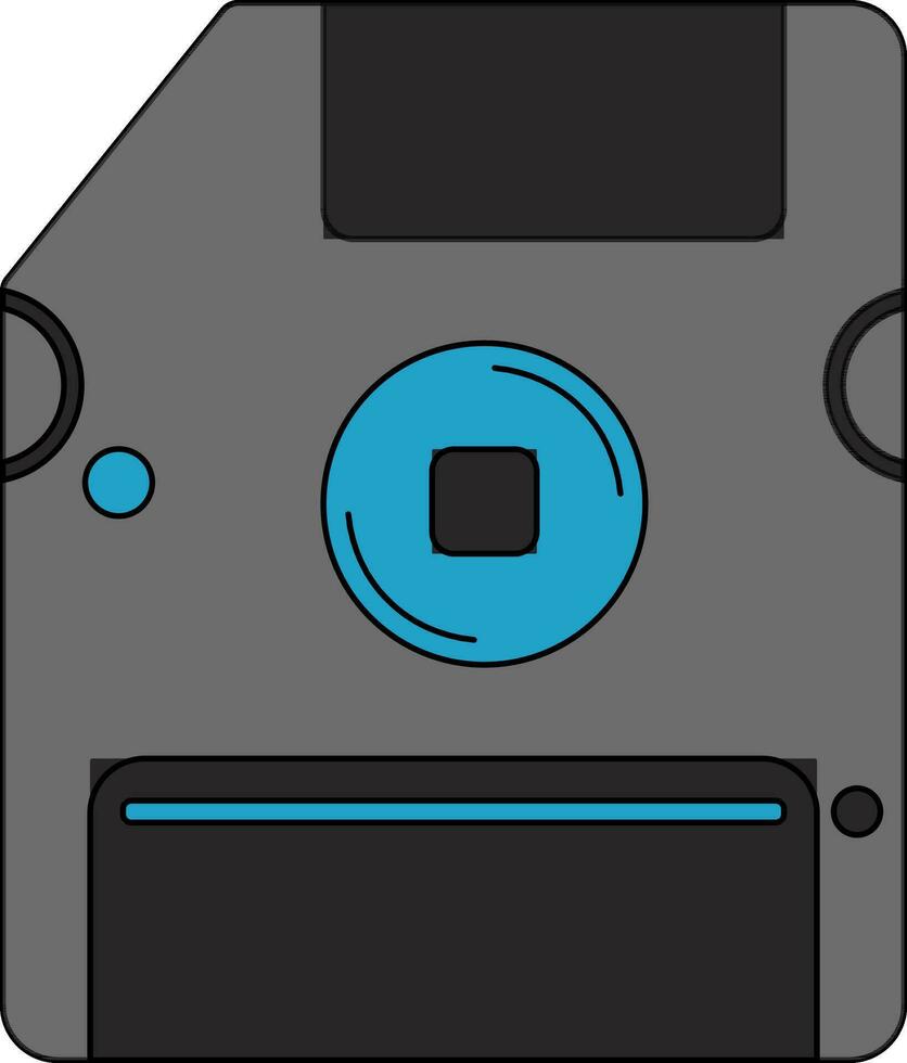 Grey and blue floppy disk. vector