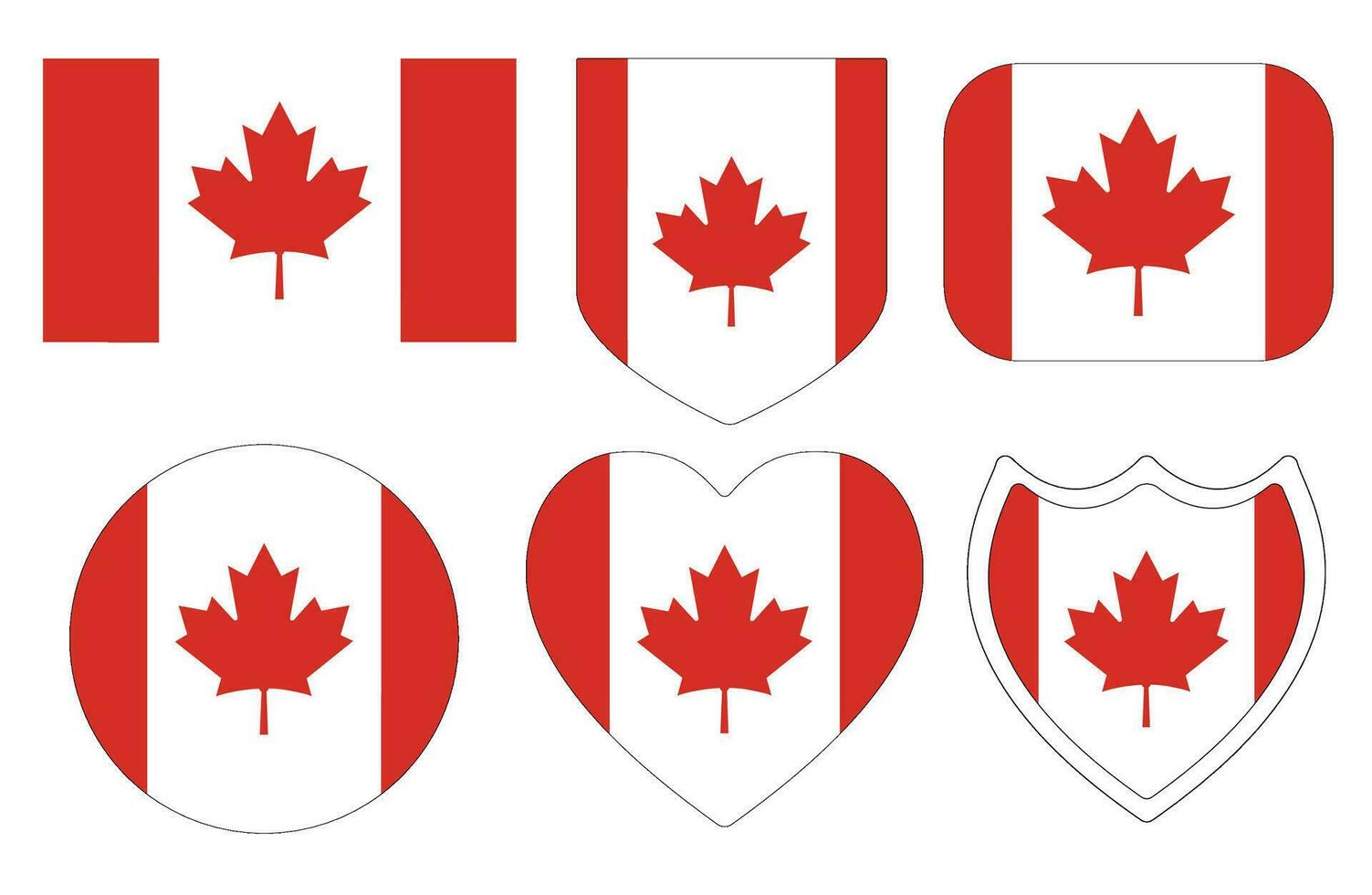 Canada Flag set. Flag of Canada in design shape set. vector