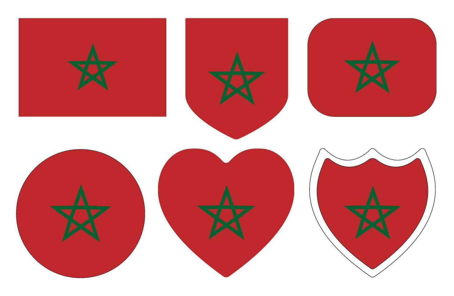 Flag of Morocco in design shape set. Morocco flag in design shape set. vector