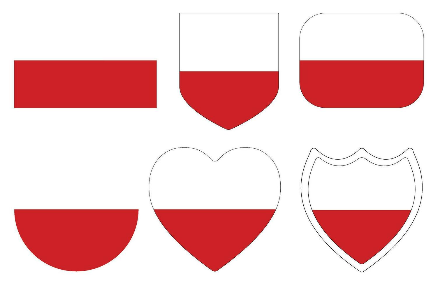 Flag of Poland in shape set. Poland flag in shape set. vector
