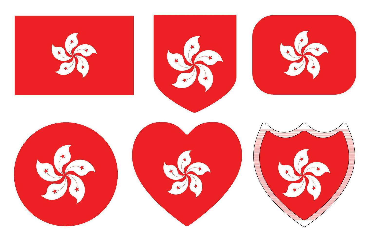 Flag of Hong Kong in design shape set. Hong Kong flag set. 24901635 Vector Art at Vecteezy