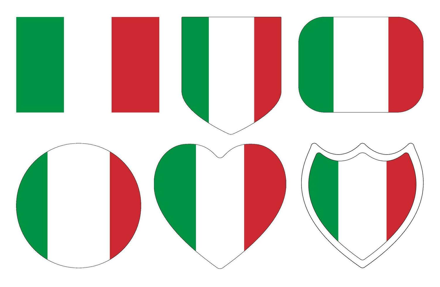 Italian flag in design shape set. Flag of Italy in design shape set. vector