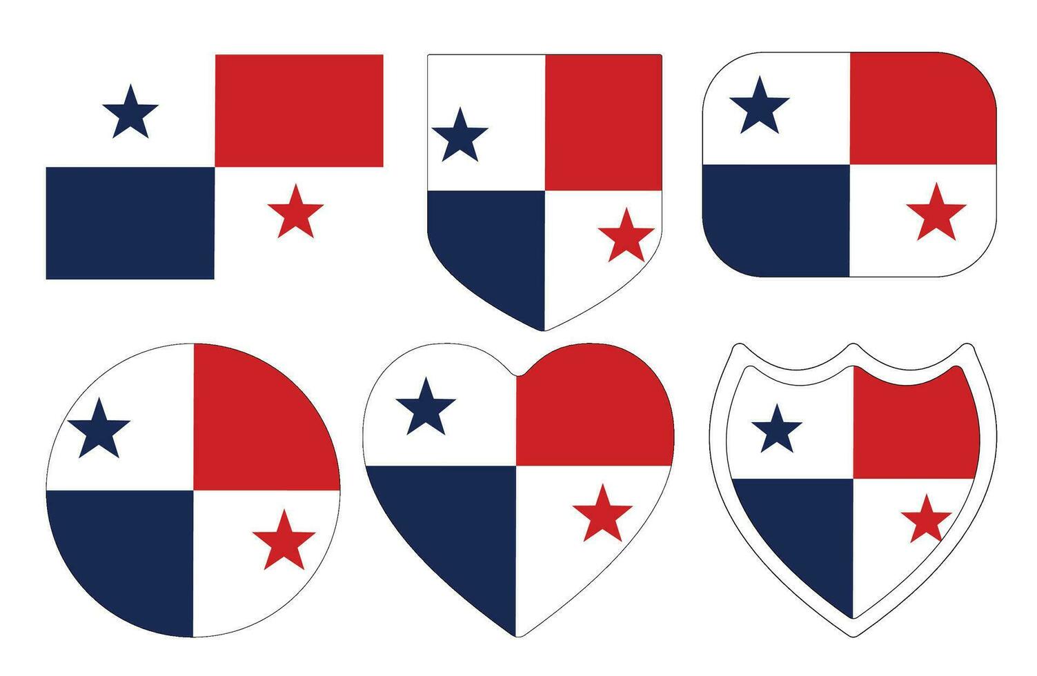 Panamanian flag in design shape set. Flag of Panama in design shape set. vector