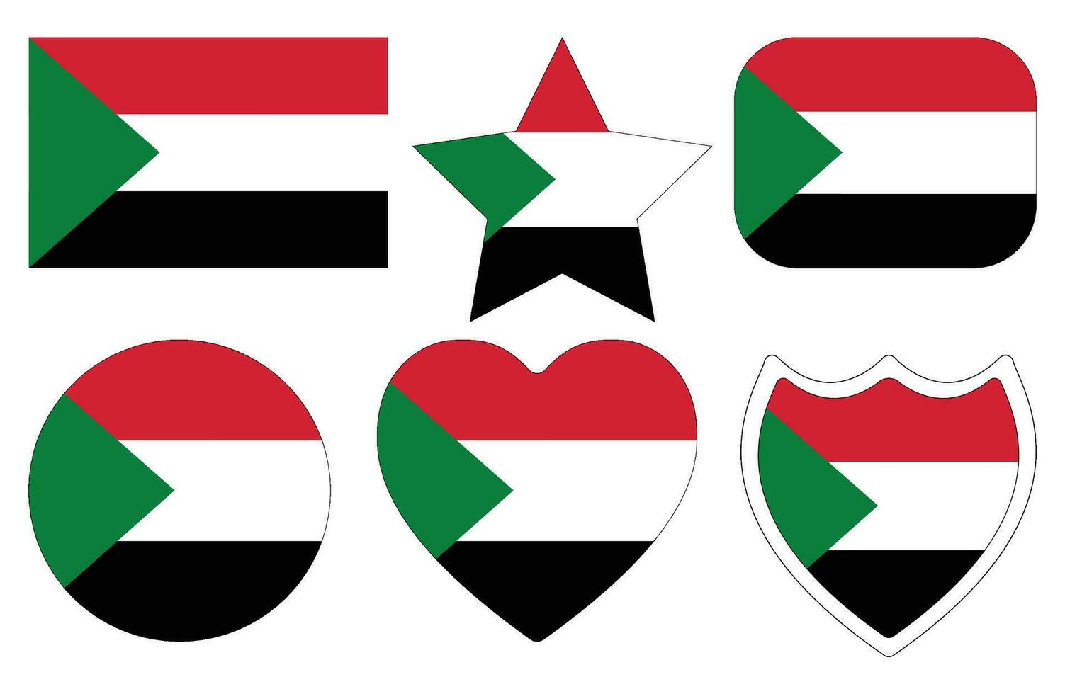 Sudan Flag in design shape set. Flag of Sudan in design shape set. vector