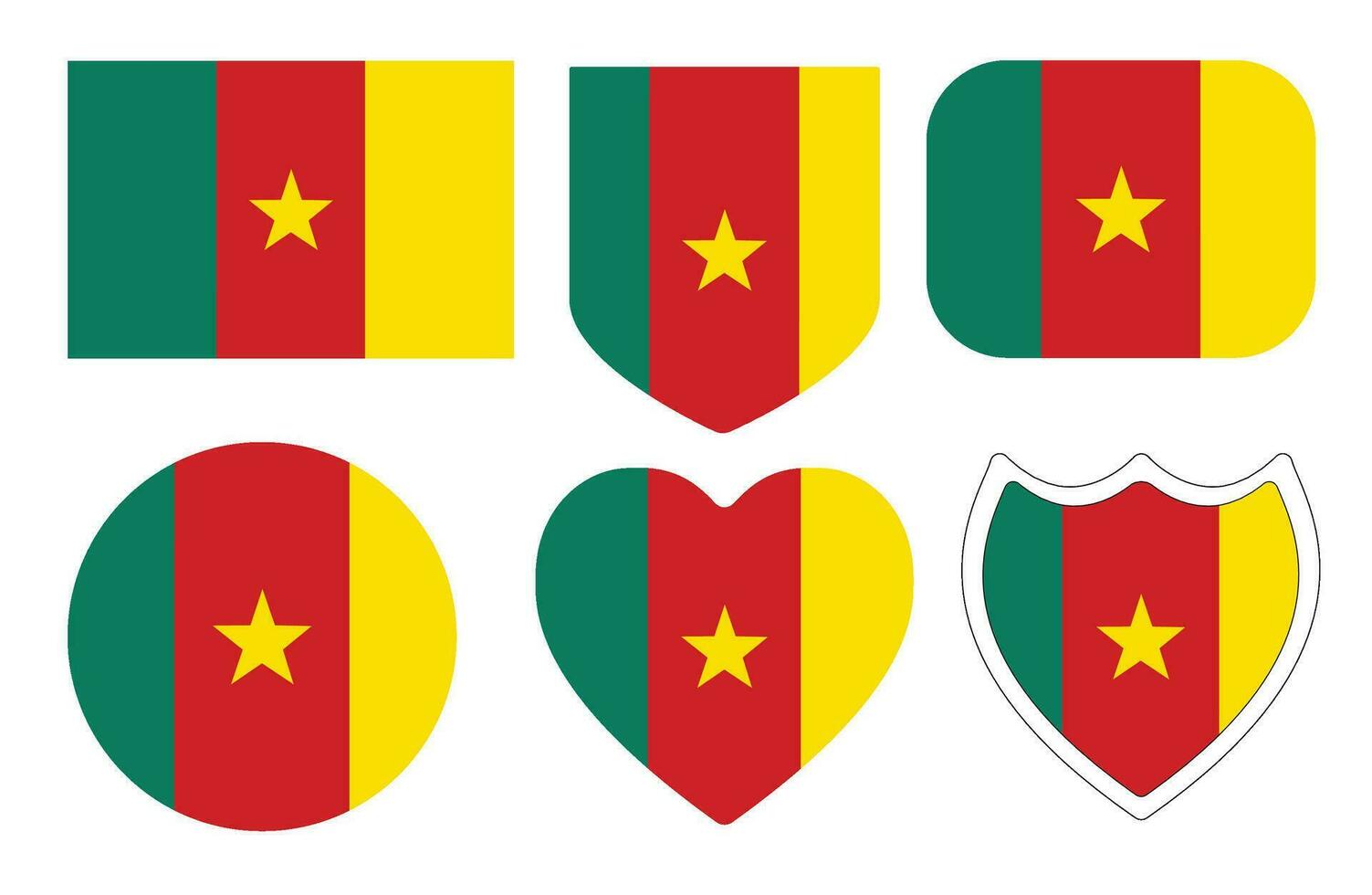 Flag of Cameroon in design shape set. Cameroon flag in design shape set. vector