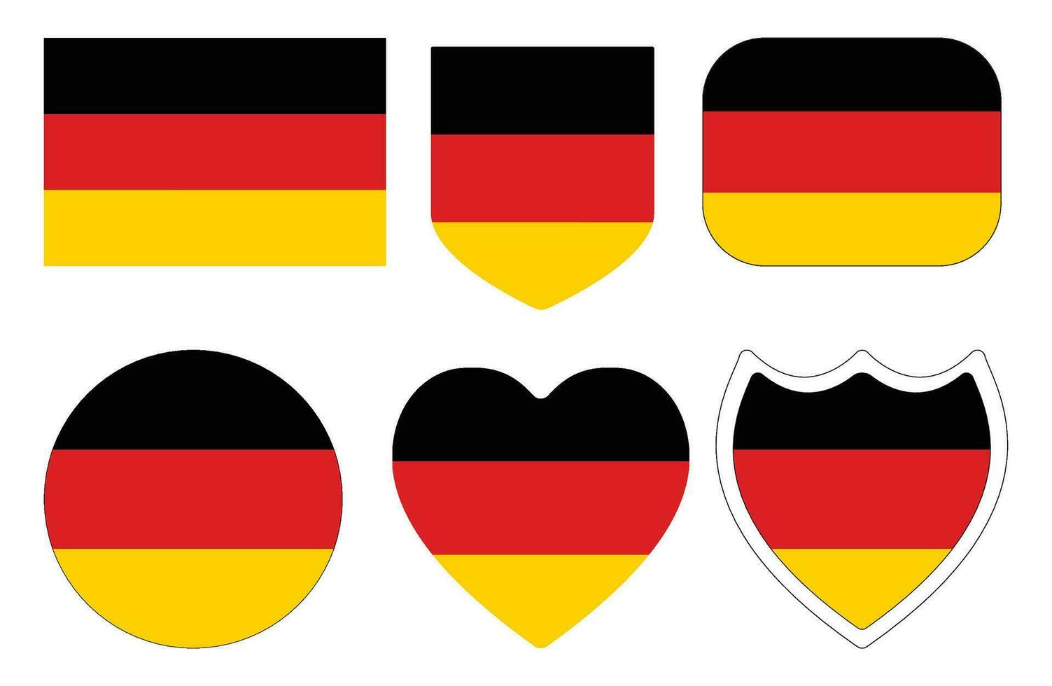 German flag set. Flag of Germany in design shape set. vector