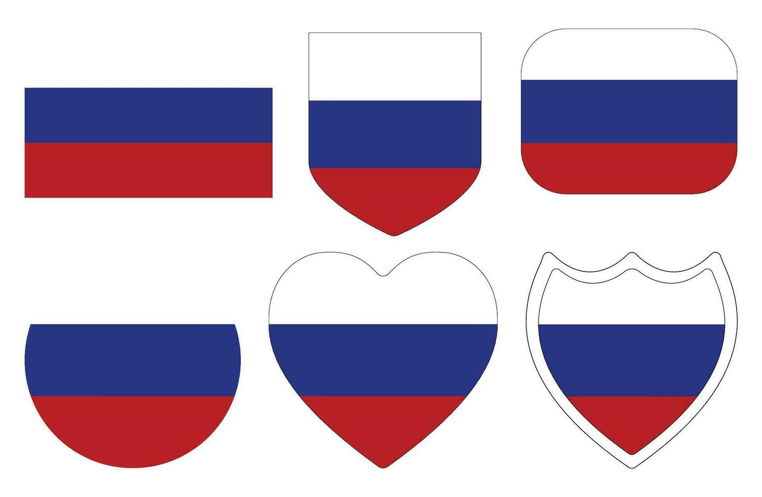 Russian flag in shape set. Flag of Russia in shape set. vector