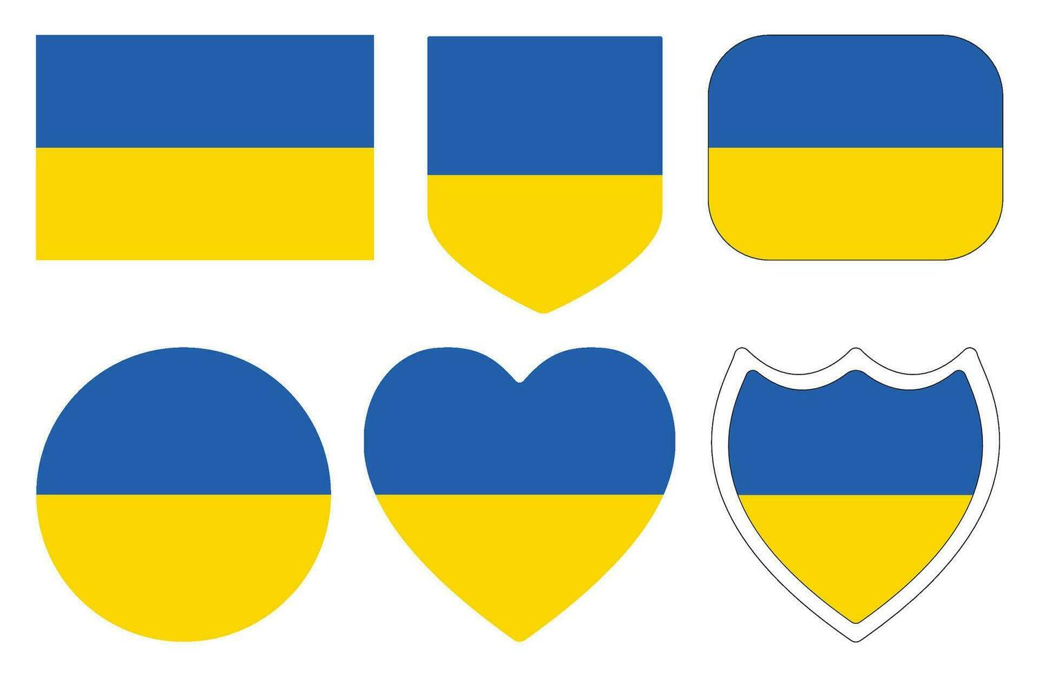 Ukraine flag in design shape set. Flag of Ukraine in design shape set. vector