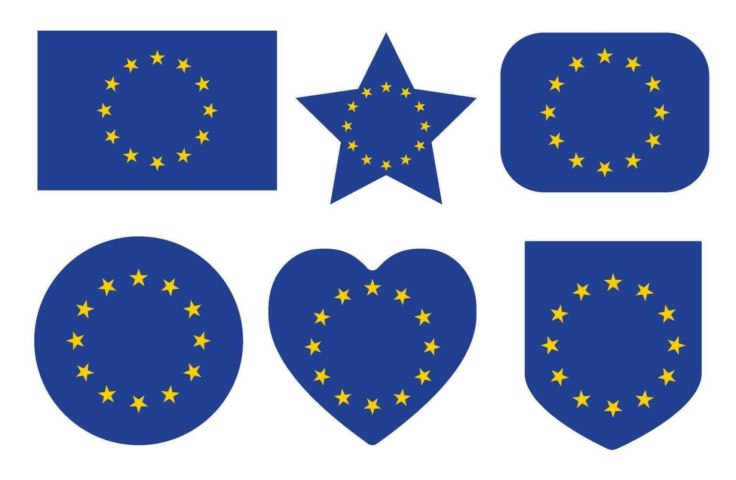 Flag of Europe in design shape set. European Union. EU flag in design shape set. vector