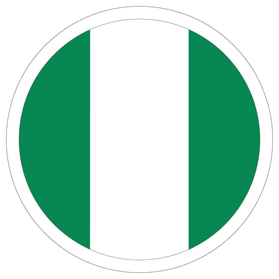 Nigerian flag circle. Flag of Nigeria in round design shape vector