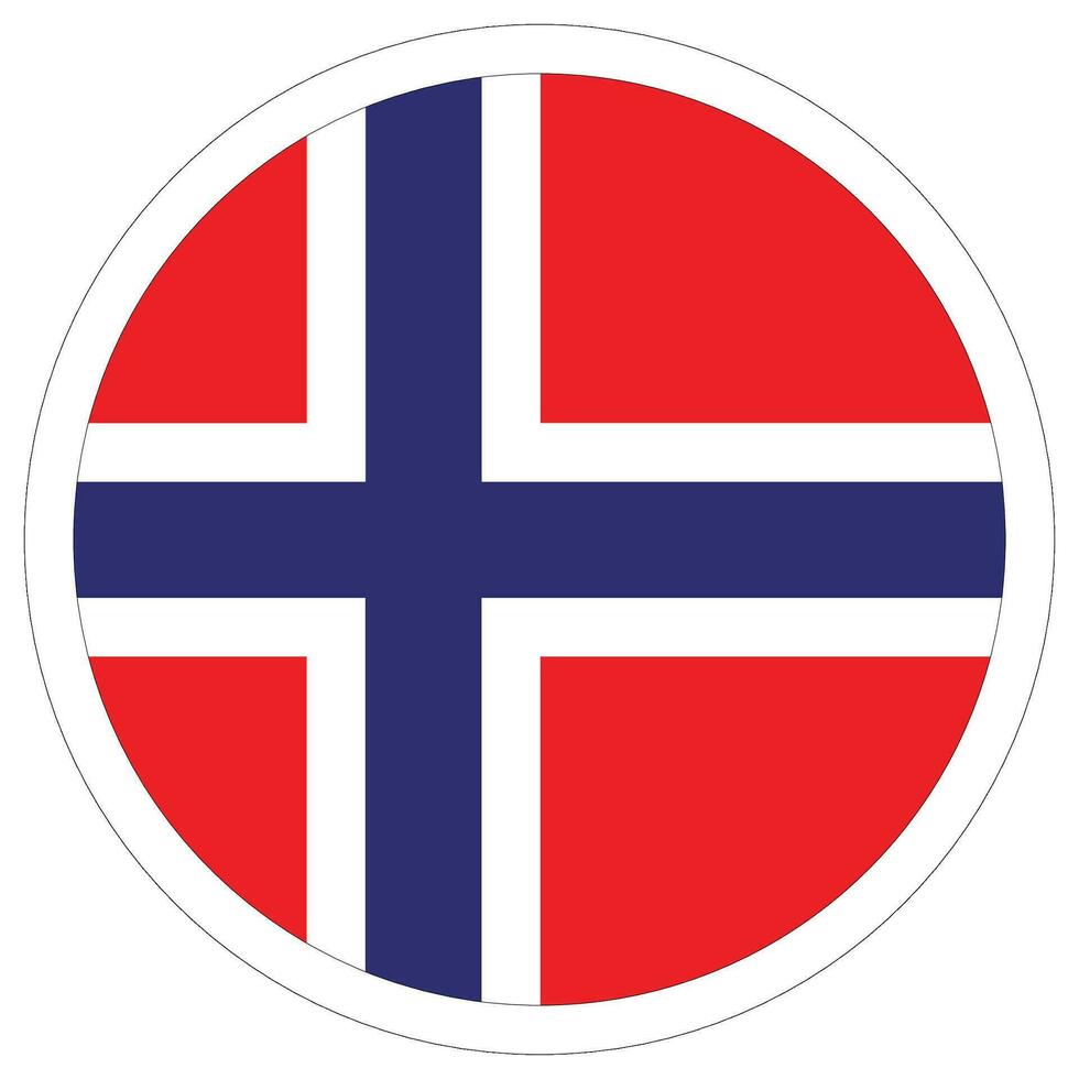 Norway flag in circle. Flags of Norway in round circle vector