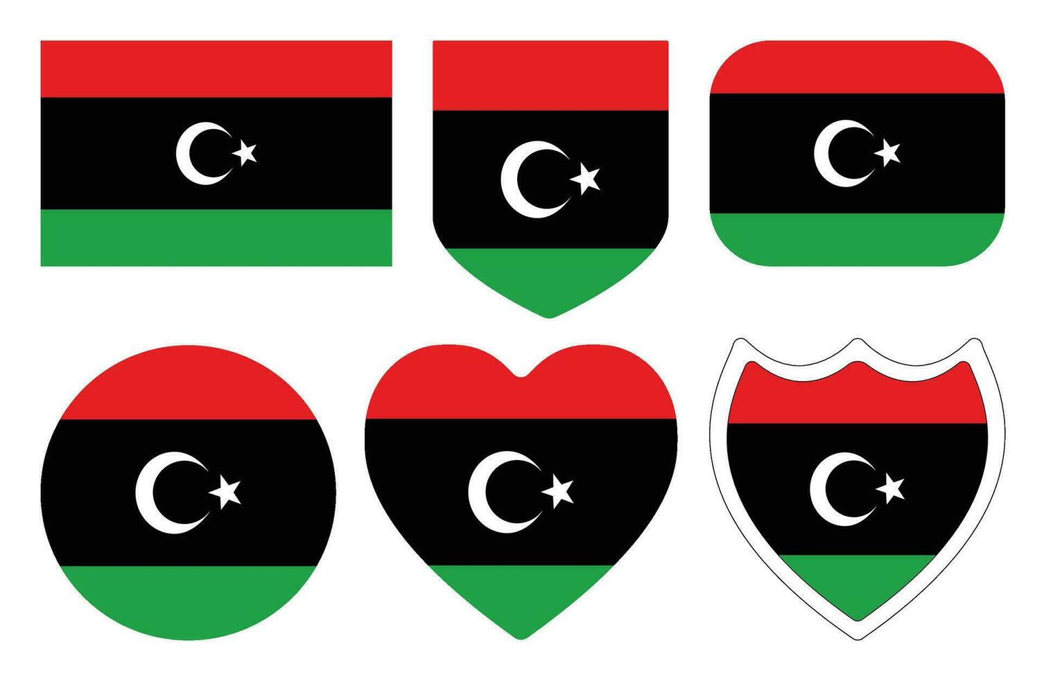 Flag of Libya in design shape set.. Libya flag with design shape set. vector