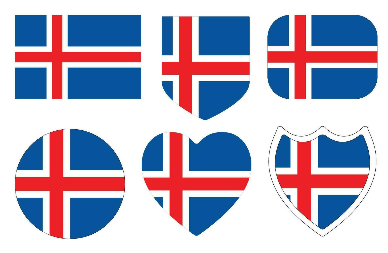 Iceland flag shape se. flag of Iceland in shape set. vector