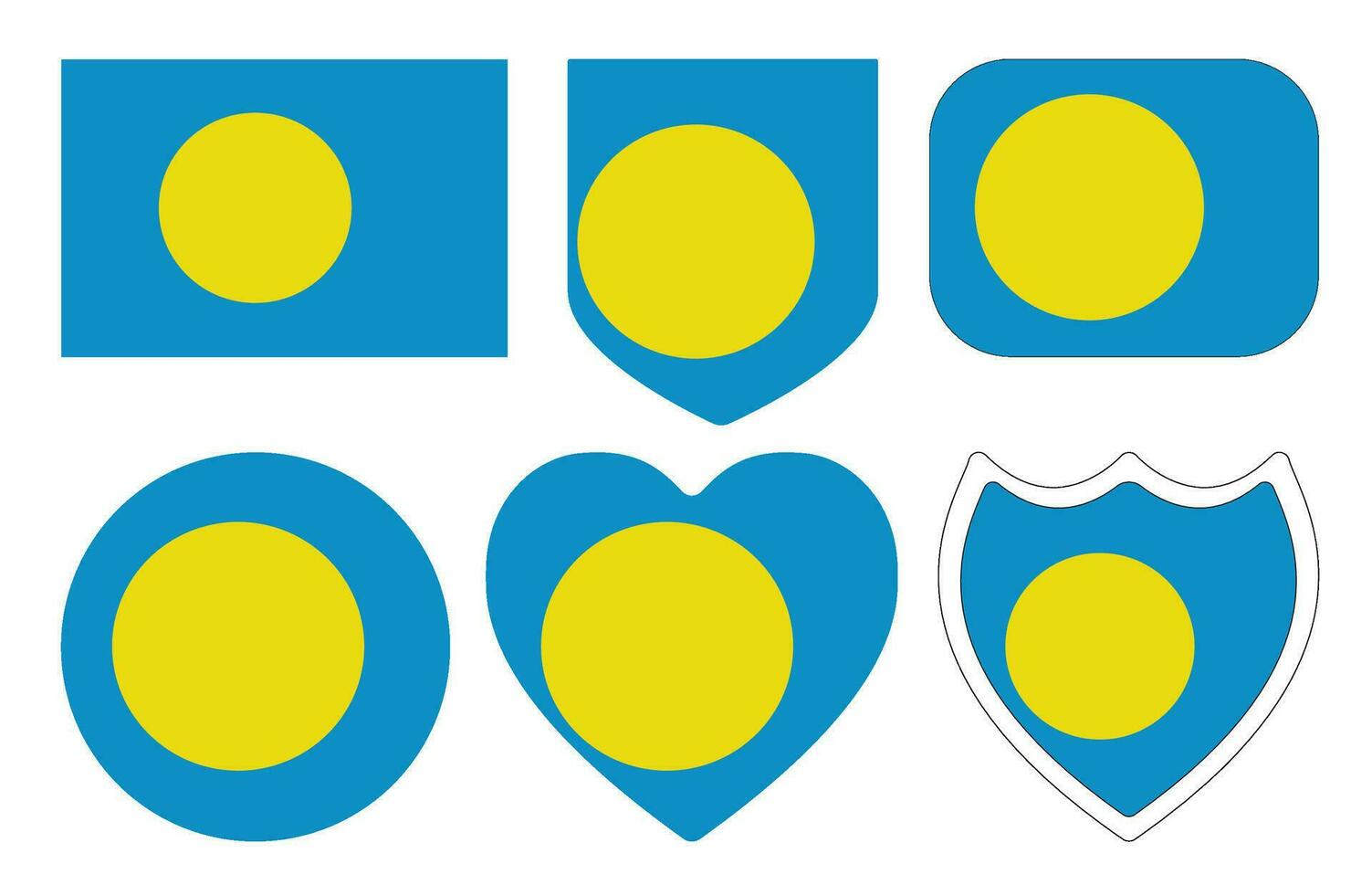 Palau flag in shape set. Flag of Palau in shape set. vector