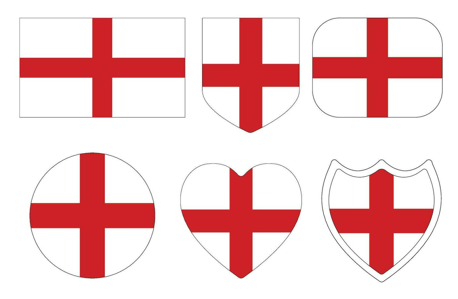 Flag of England set. England flag in design shape set. vector