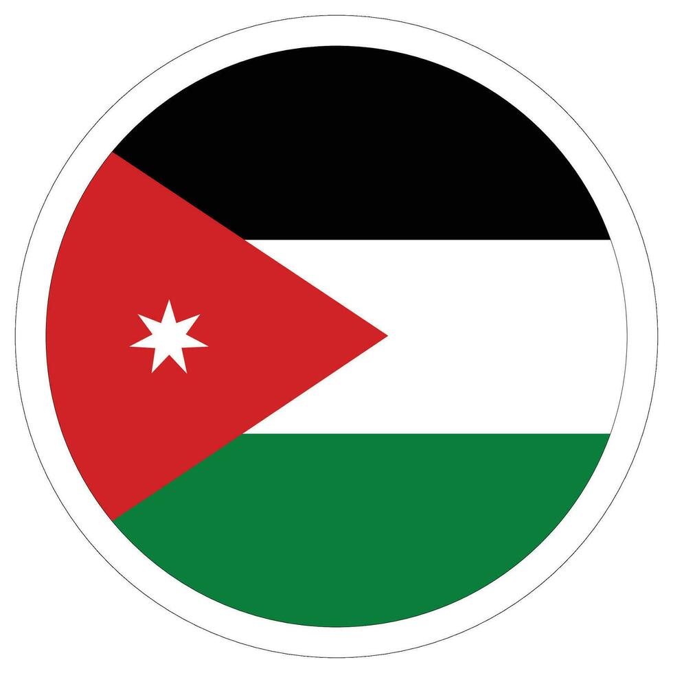 Jordan flag white circle. Flag of Jordan round frame circle. vector