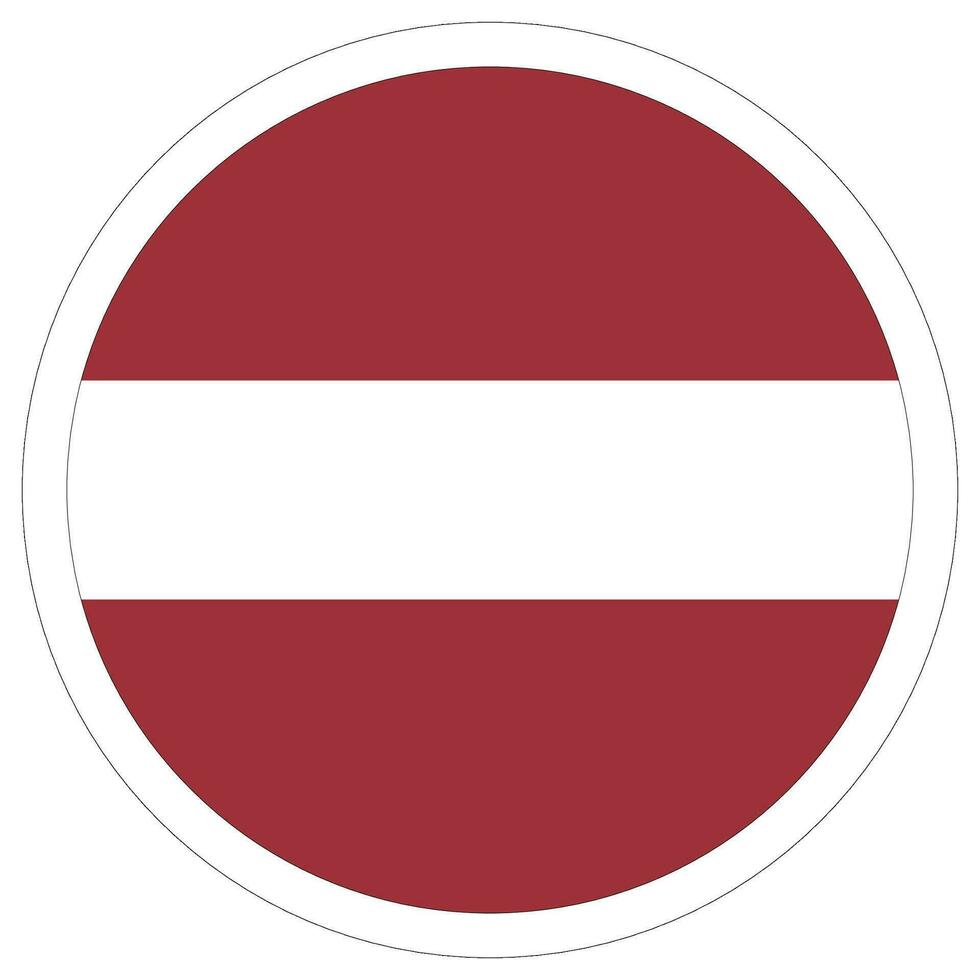 Flag of Latvia circle shape. Latvia flag in round design shape vector