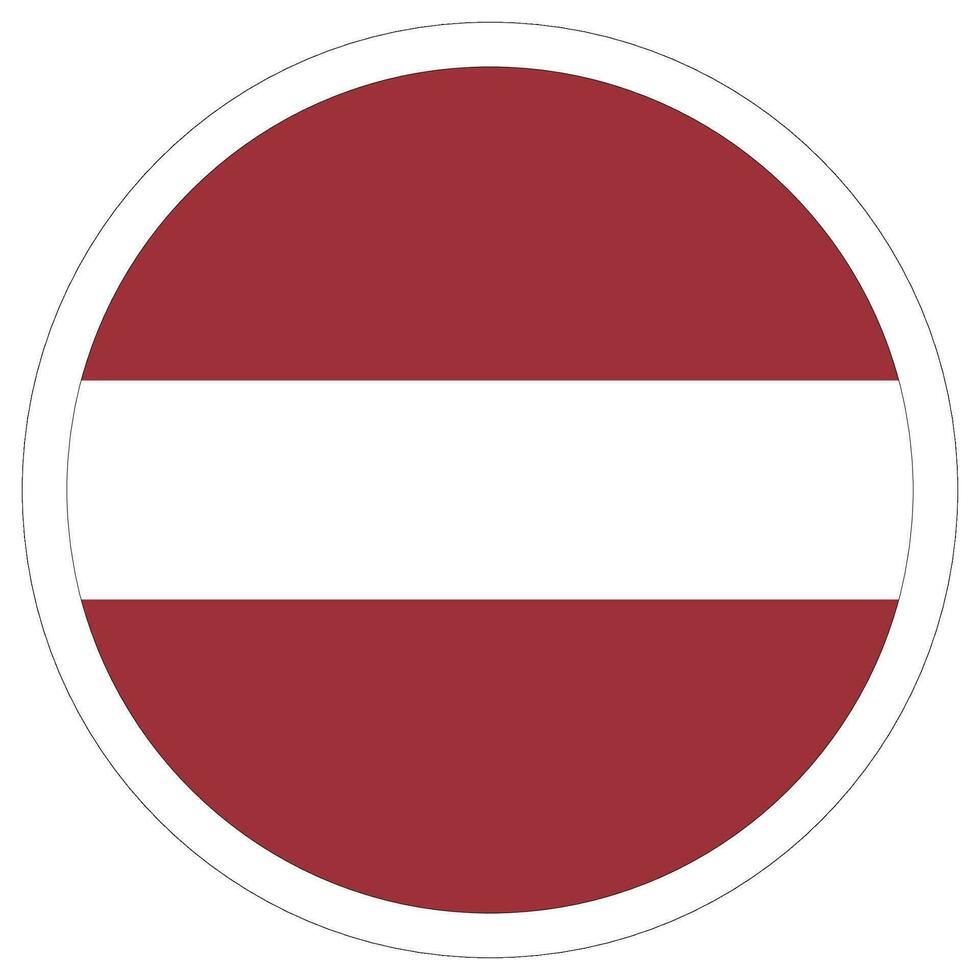 Flag of Latvia circle shape. Latvia flag in round design shape vector