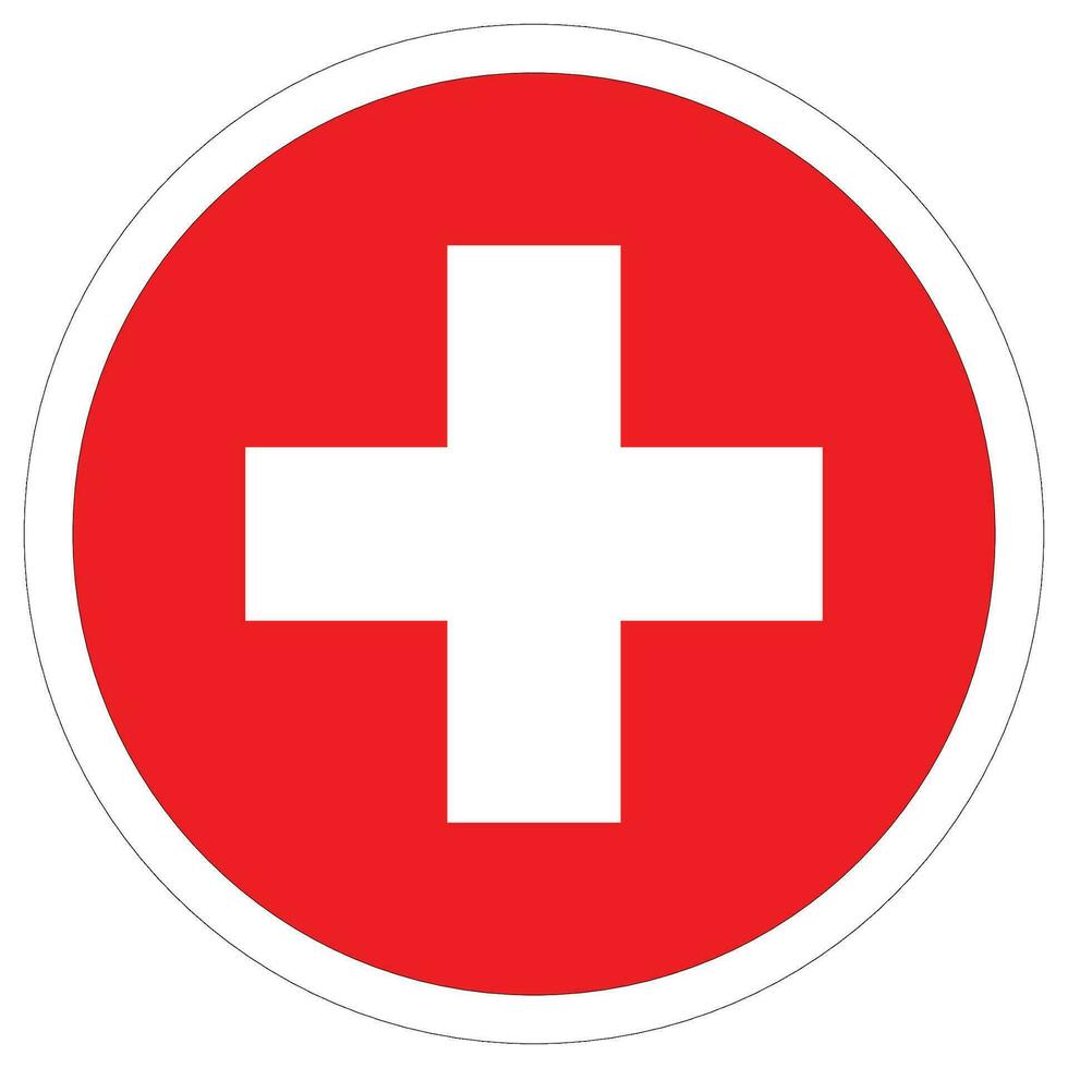 Flag of Switzerland in circle. Swiss flag in round circle vector