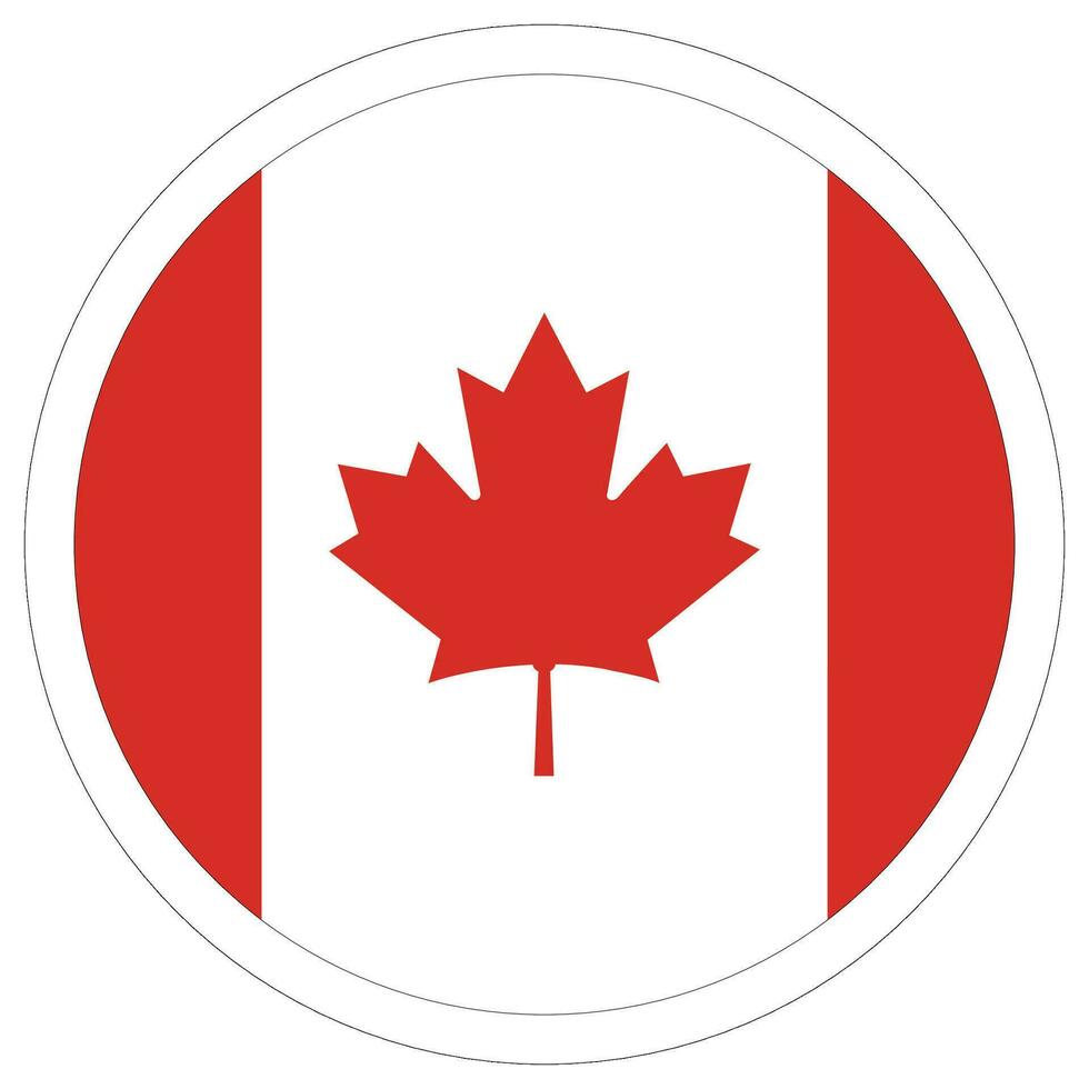 Canada Flag in circle shape. Flag of Canada white frame round vector