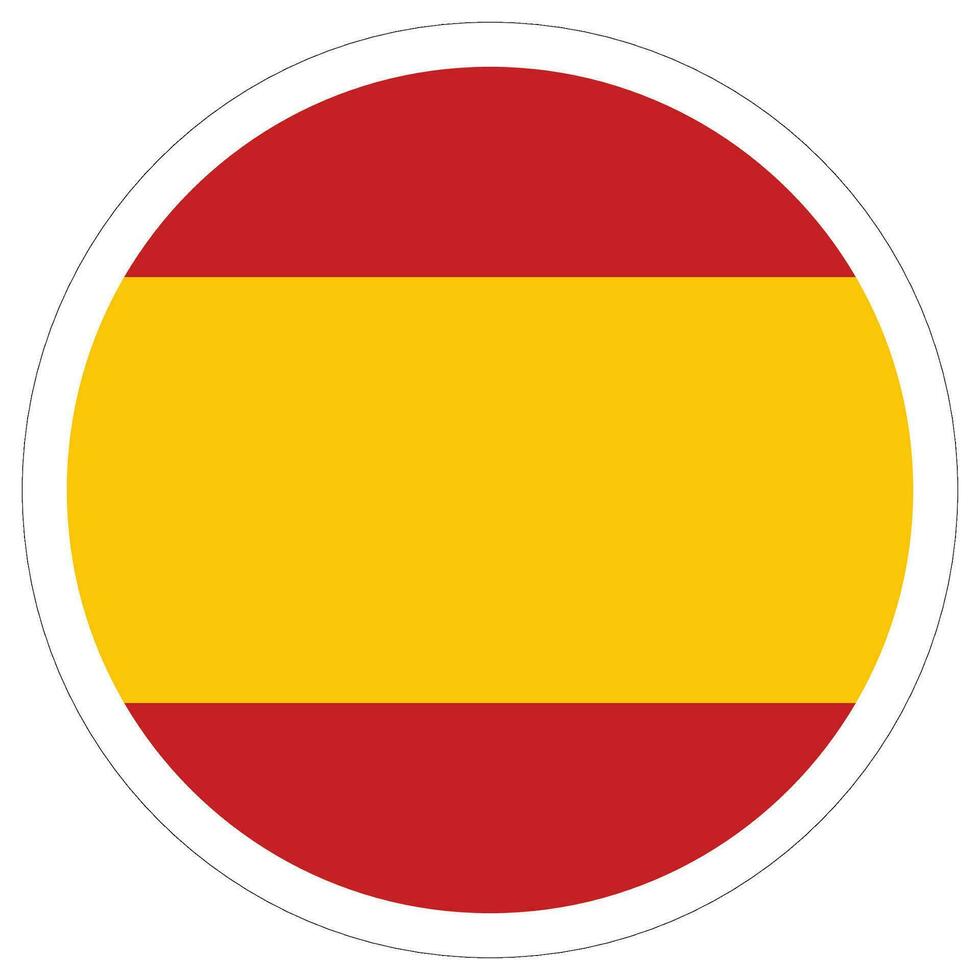 Spain flag in circle. Spanish flag in white frame circle. vector