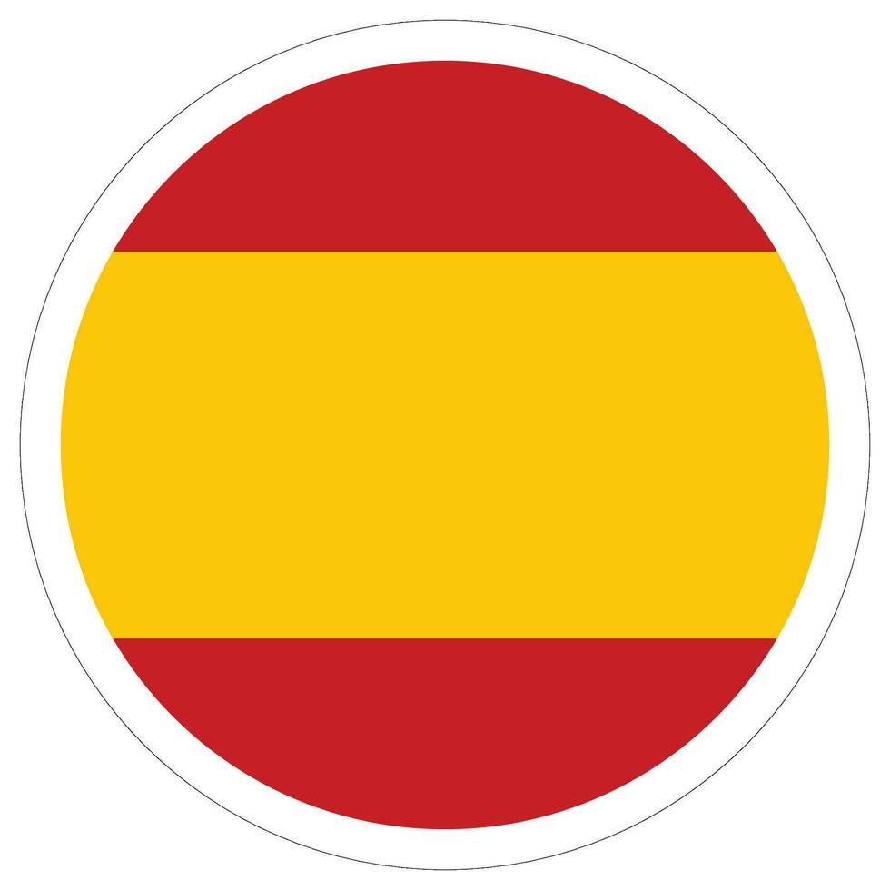 Spain flag in circle. Spanish flag in white frame circle. vector