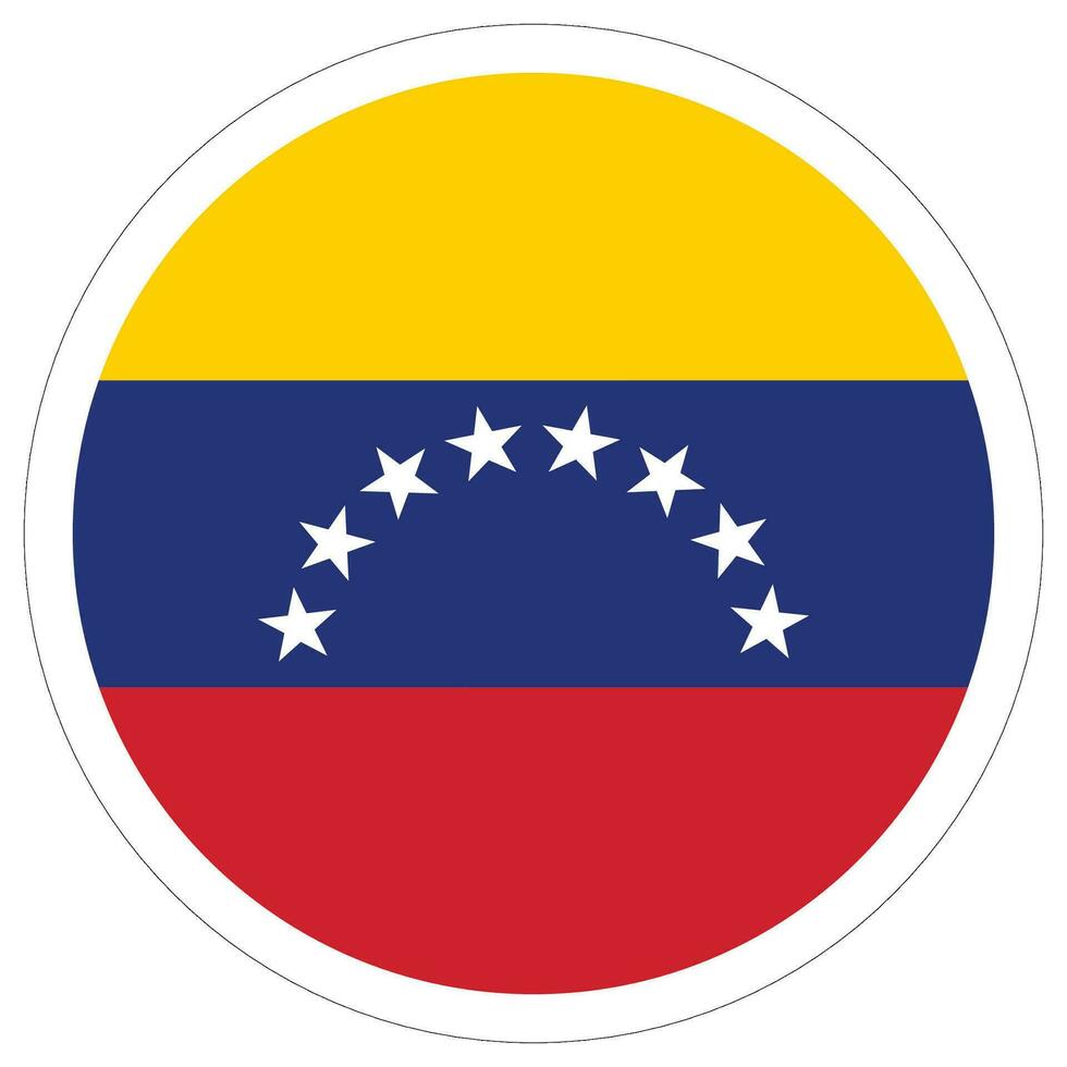 Flag of Venezuela circle shape. Venezuela flag in round design shape. vector