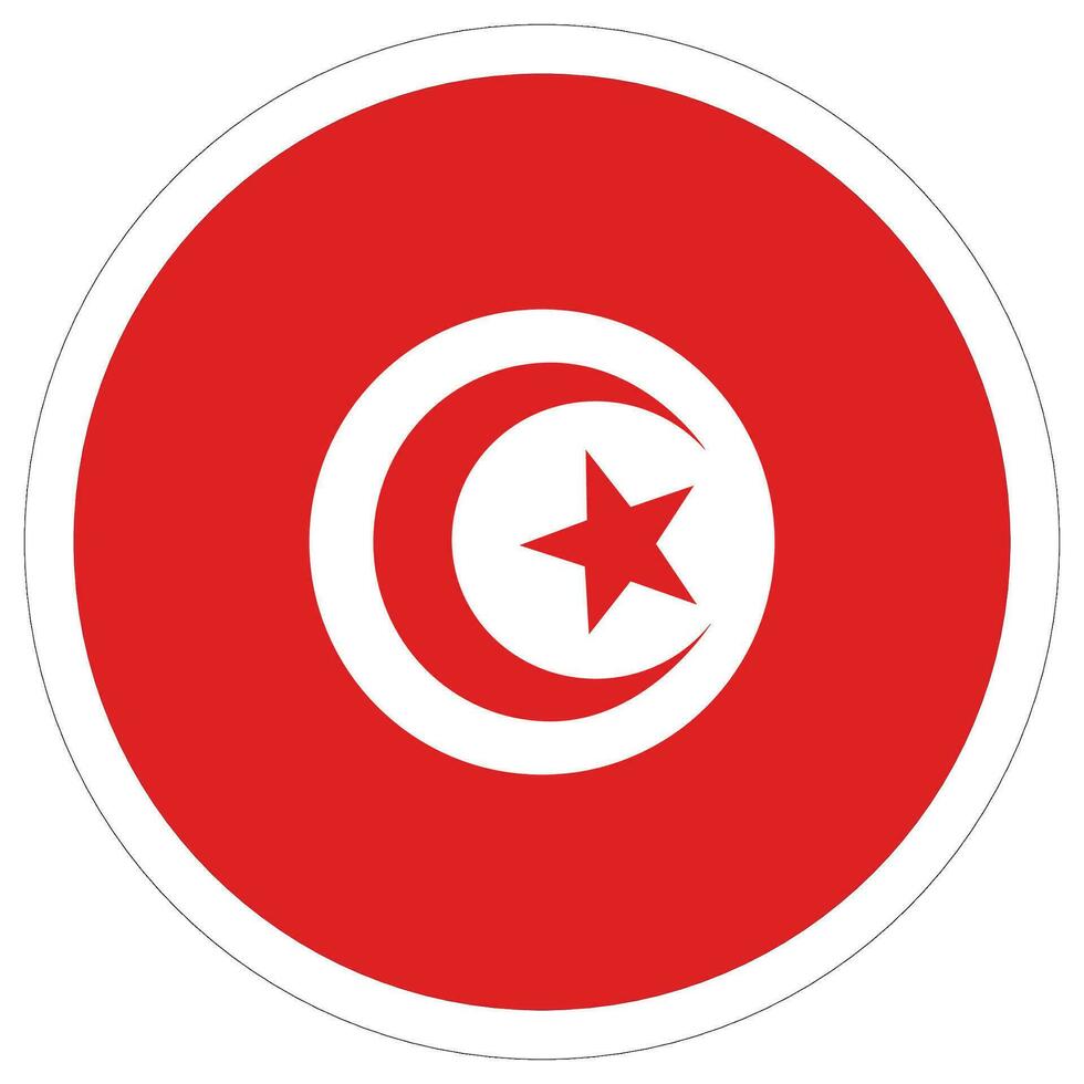 Flag of Tunisia circle shape. Tunisia flag with the rounded design shape vector