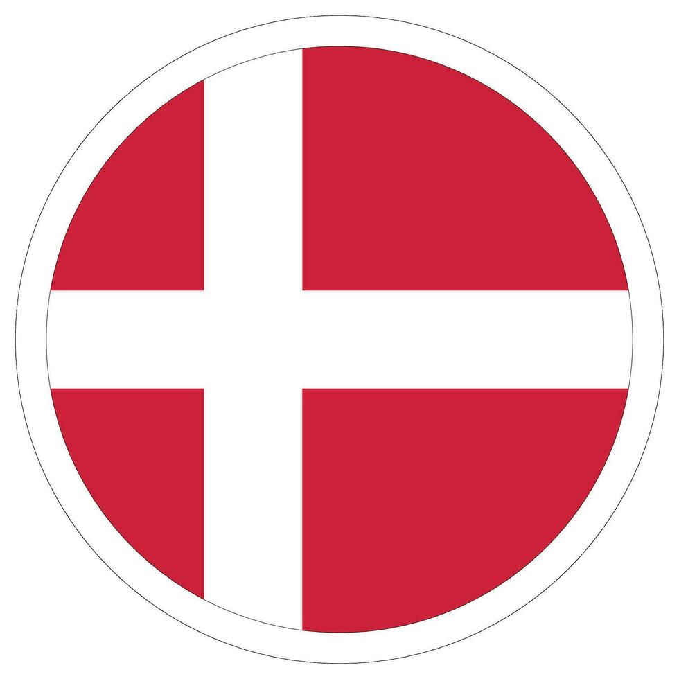 Flag of Denmark circle shape. Danish Flag in circle. vector