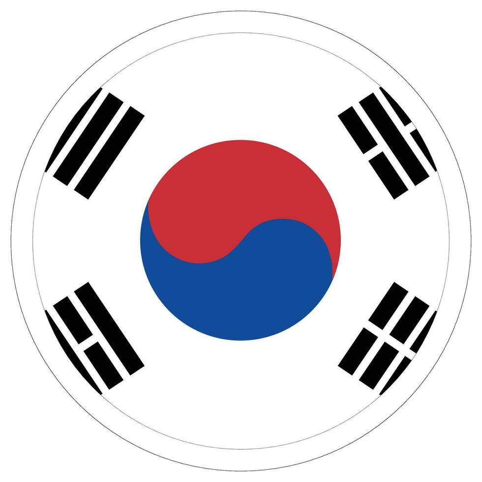 Flag of South Korea. South Korea flag in circle vector