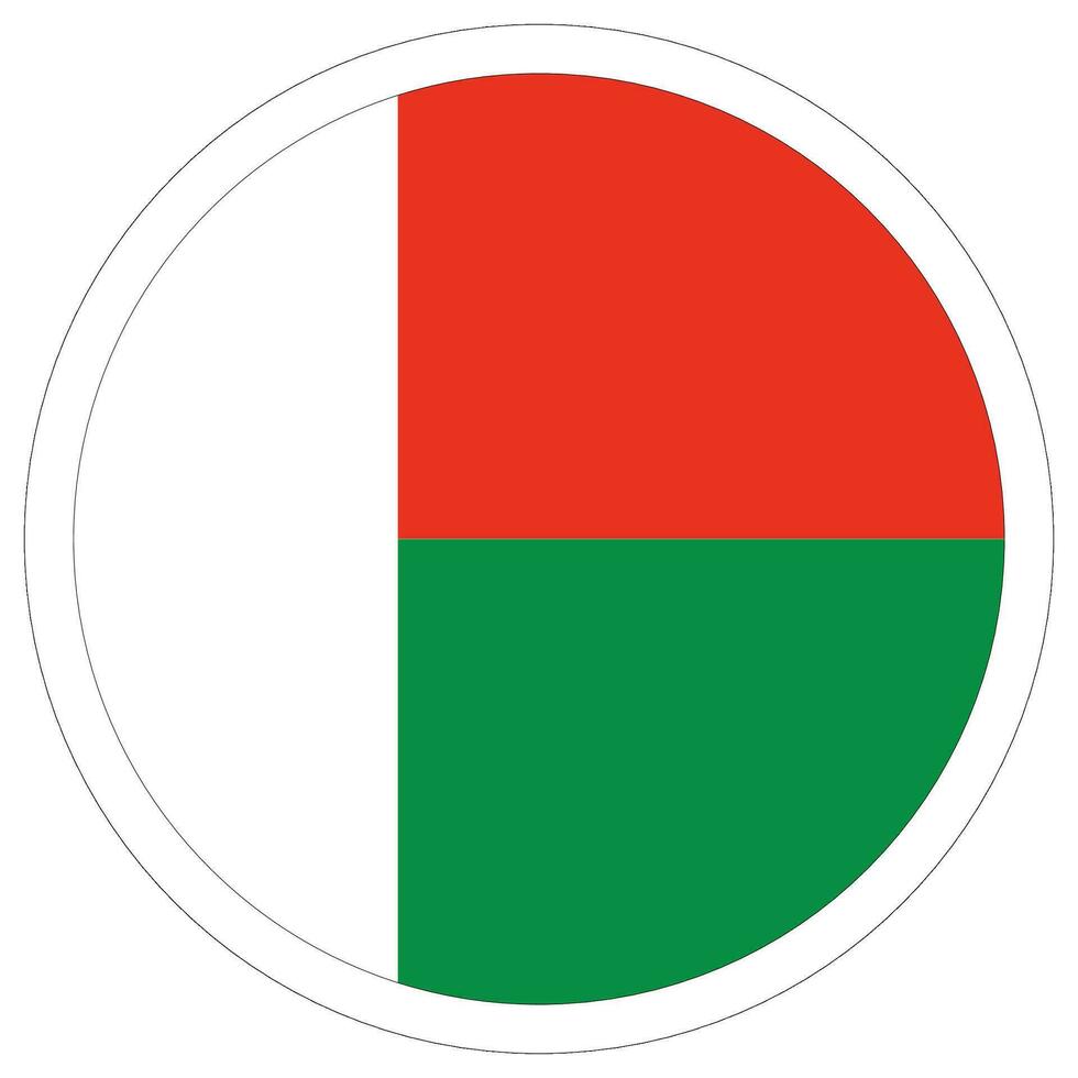 Madagascar flag circle. Flag of Madagascar in round design shape vector