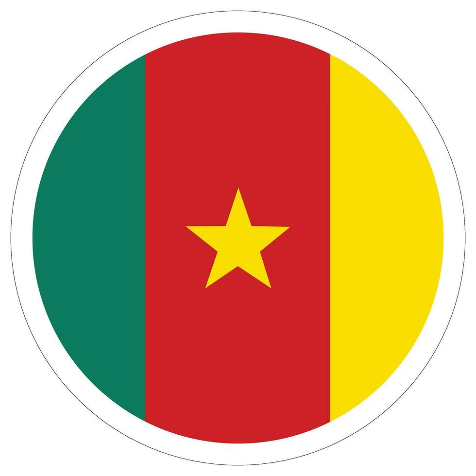 Flag of Cameroon circle. Cameroon flag in round design shape vector