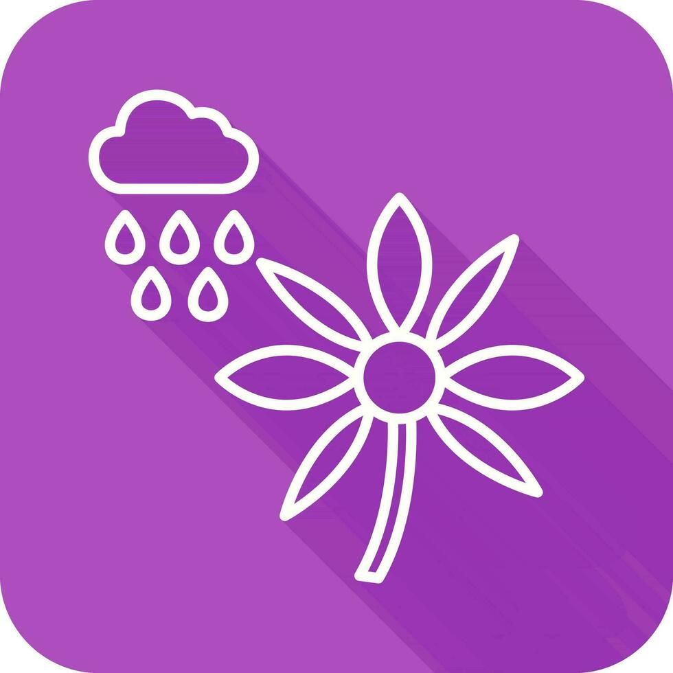 flor con icono de vector de lluvia