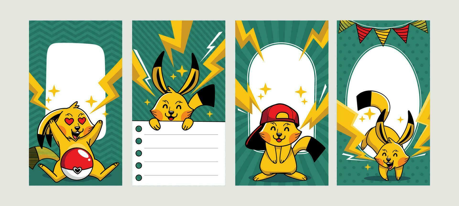 Cute Yellow Mouse With Electric Power for Social Media Story vector