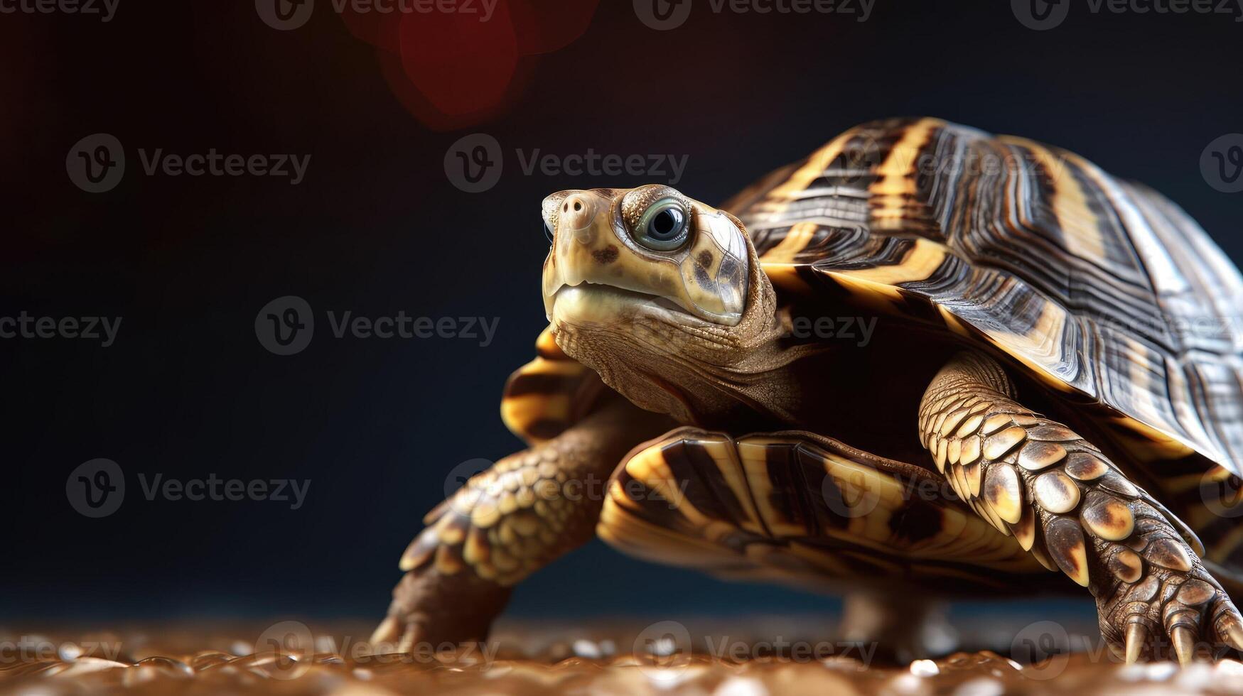 A captivating closeup shot of a turtle captured using the technique of focus stacking ensuring every detail of its intricate shell is sharp and clear perfect for a tranquil home aesthetic photo