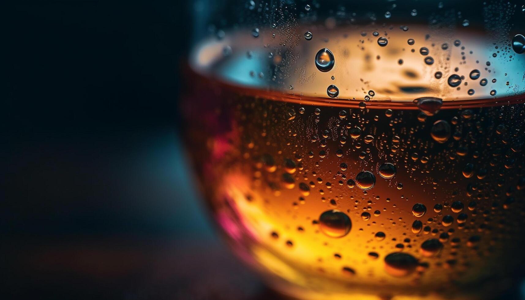 Golden whiskey pouring into frothy beer glass generated by AI photo