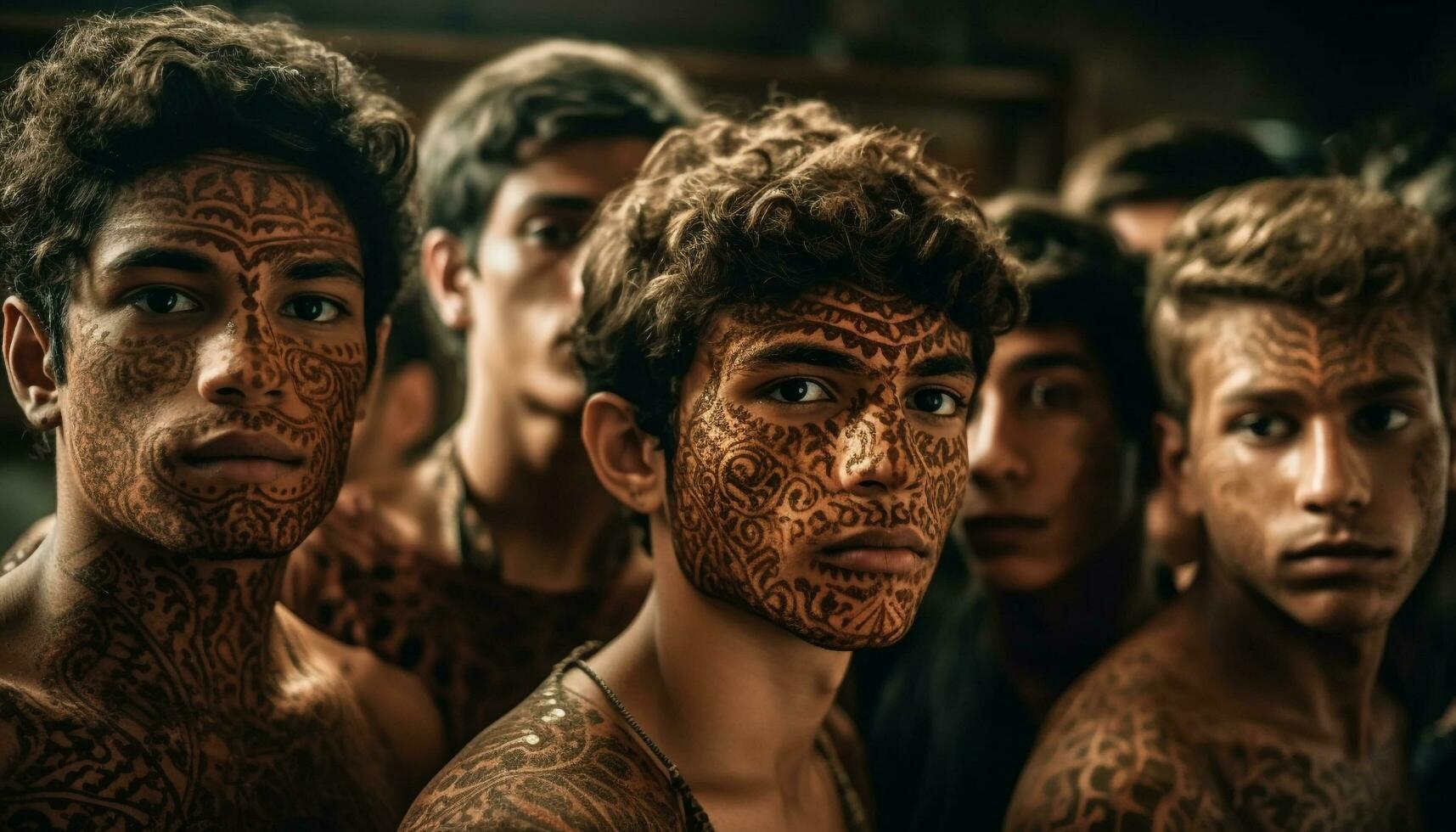 joven adultos sonriente, confidente en tradicional festival generado por ai foto