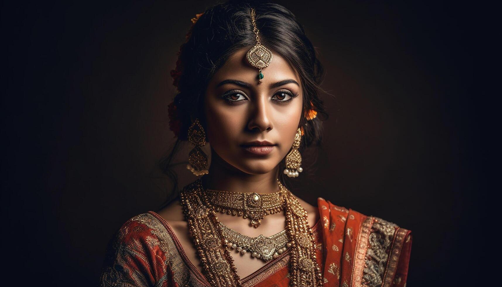 One woman elegance beauty portrait generated by AI photo
