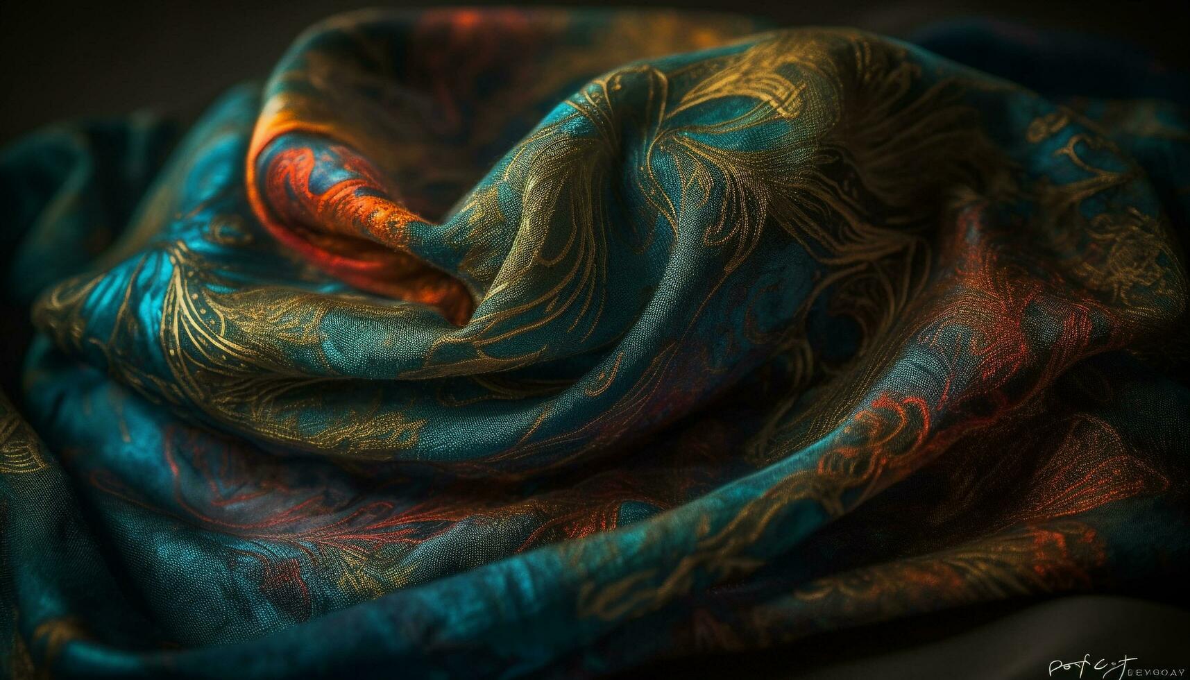 Smooth silk shawl woven with vibrant colors generated by AI photo