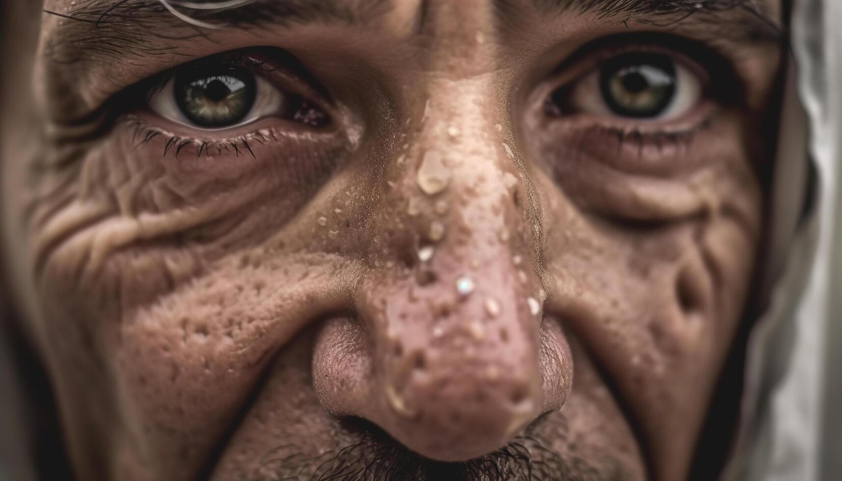 Smiling senior man with gray beard outdoors generated by AI photo